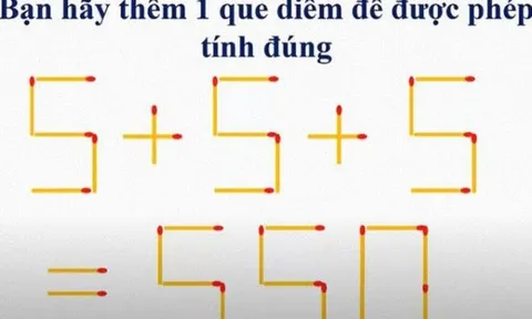 Làm thế nào để biến phép tính 5+5+5=550 trở thành phép tính đúng?